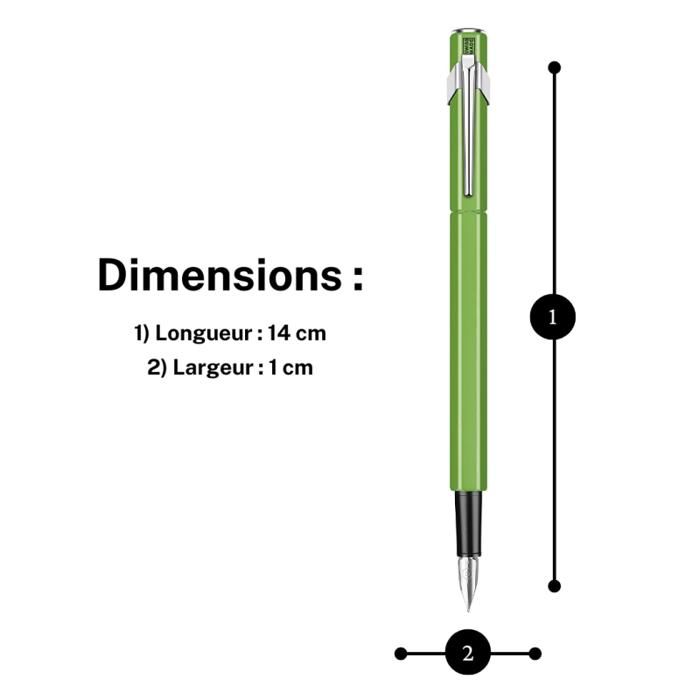 Stylo plume - Vert fluo - Métal - Plume moyenne - Rechargeable - Caran d'Ache - 849