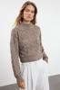 Damen-Pullover im eleganten Stil, Nerz-Strickpullover mit hohem Kragen und kurzem Schnitt