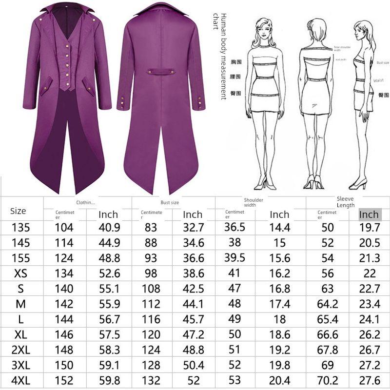 [Hot Sale] European and American Medieval Retro Coat Cosplay Costume Men's Mid-Length Punk Retro Tailcoat.