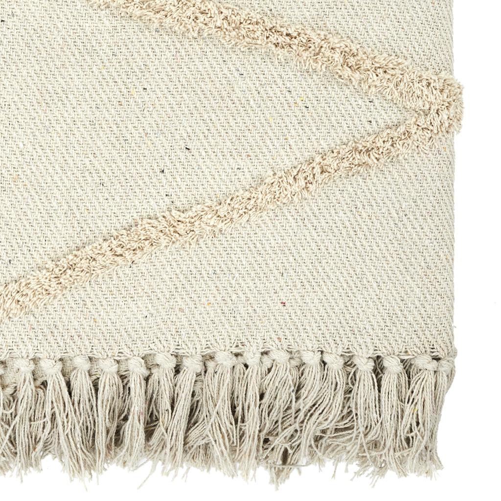 Les Trésors De Lily [A3530] - Ethnic Beige 'Boho' Cotton Throw - 120x150 Cm