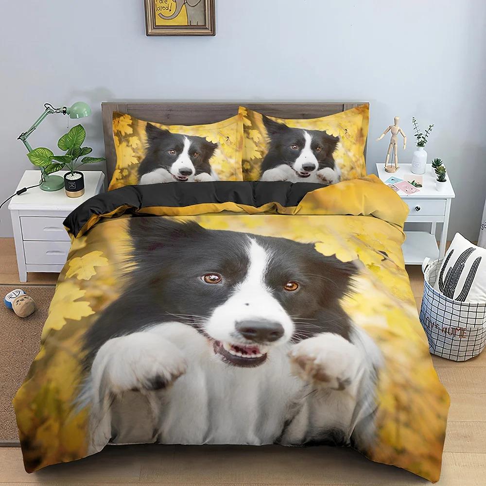 Animal Pet Duvet Cover Set Cute Dog Hugging Donut Bedding Set  For Kids 3D Dog Comforter Cover Soft Polyester Quilt Cover