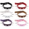 Black Spiked Choker Necklace Punk Collar Female Women Men Black Leather Studded Rivets Chocker Jewelry Gothic Accessories