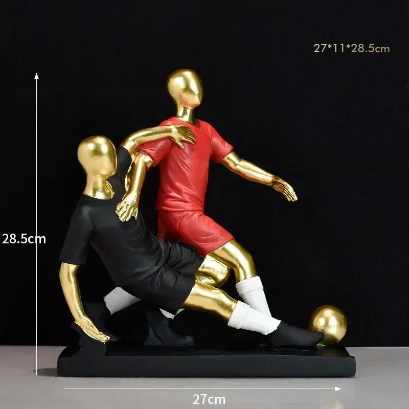 30cm Gold/Silver Football Player Action Figures Resin Statue Crafts Model Home Room Table Decoration Ornaments Collection Gift