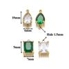 5pcs Stainless Steel Zircon Pendants Black Green Transparent Two Holes Crystal Charms Beads for Necklace Jewelry Making DIY