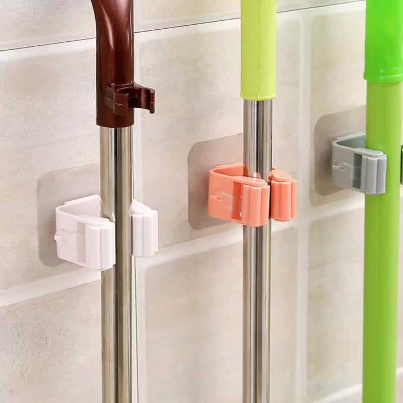 Adhesive Wall Hook Mop Hanger Organizer Broom Holder Wall Mount Mop Holder Stand Hooks Brush Broom Hanger Hook For Bathroom