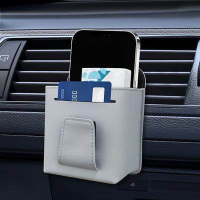 Caixa Organizadora de Armazenamento Multifuncional para Saída de Ar de Carro com Ventosa Adesiva | Organizador de Painel com Suporte para Telefone