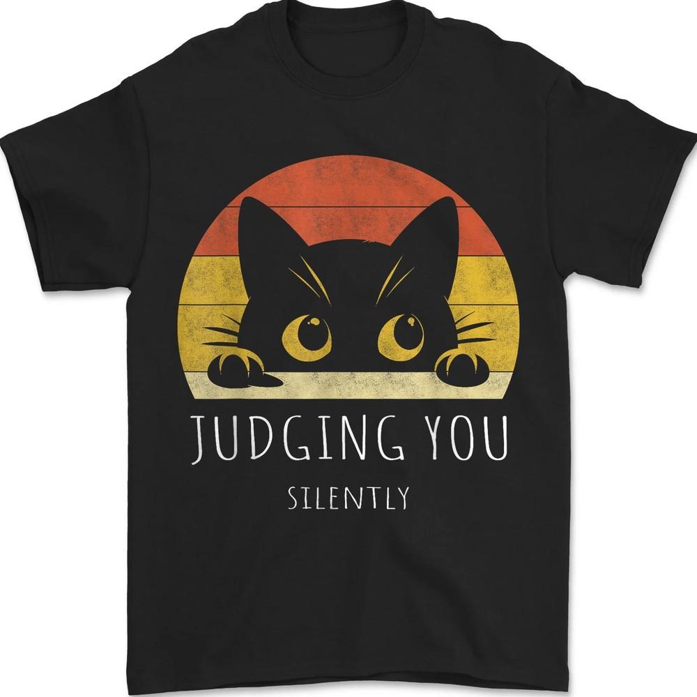 

Funny Black Cat Judging You Silently Sarcastic Cat Unisex T-Shirt S