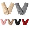 Winter Touch Screen Gloves for Adult Women Knitted Gloves Plus Velvet Thickened Cold Proof Cycling Warm Gloves