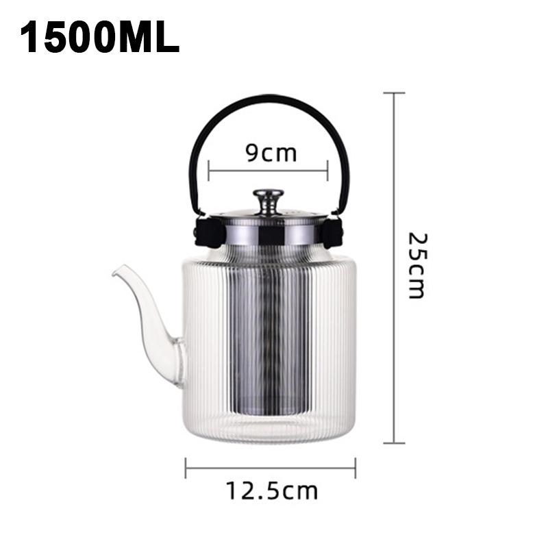 Heat Resistant Glass Teapot Large Capacity Clear Kettle Green Flower Tea Pot Portable Puer Teapots Home Kitchen Jug