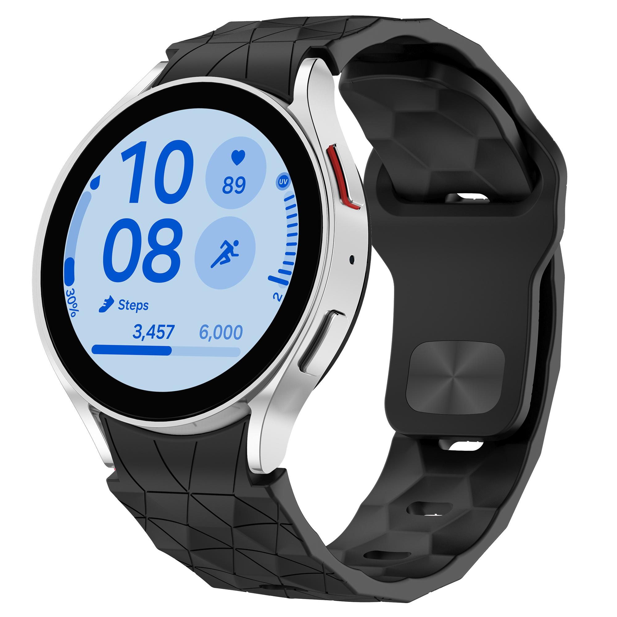 

For Samsung Galaxy Watch FE/7/6/5/4 Watch Band Football Pattern Replacement Silicone Strap Dark Yellow