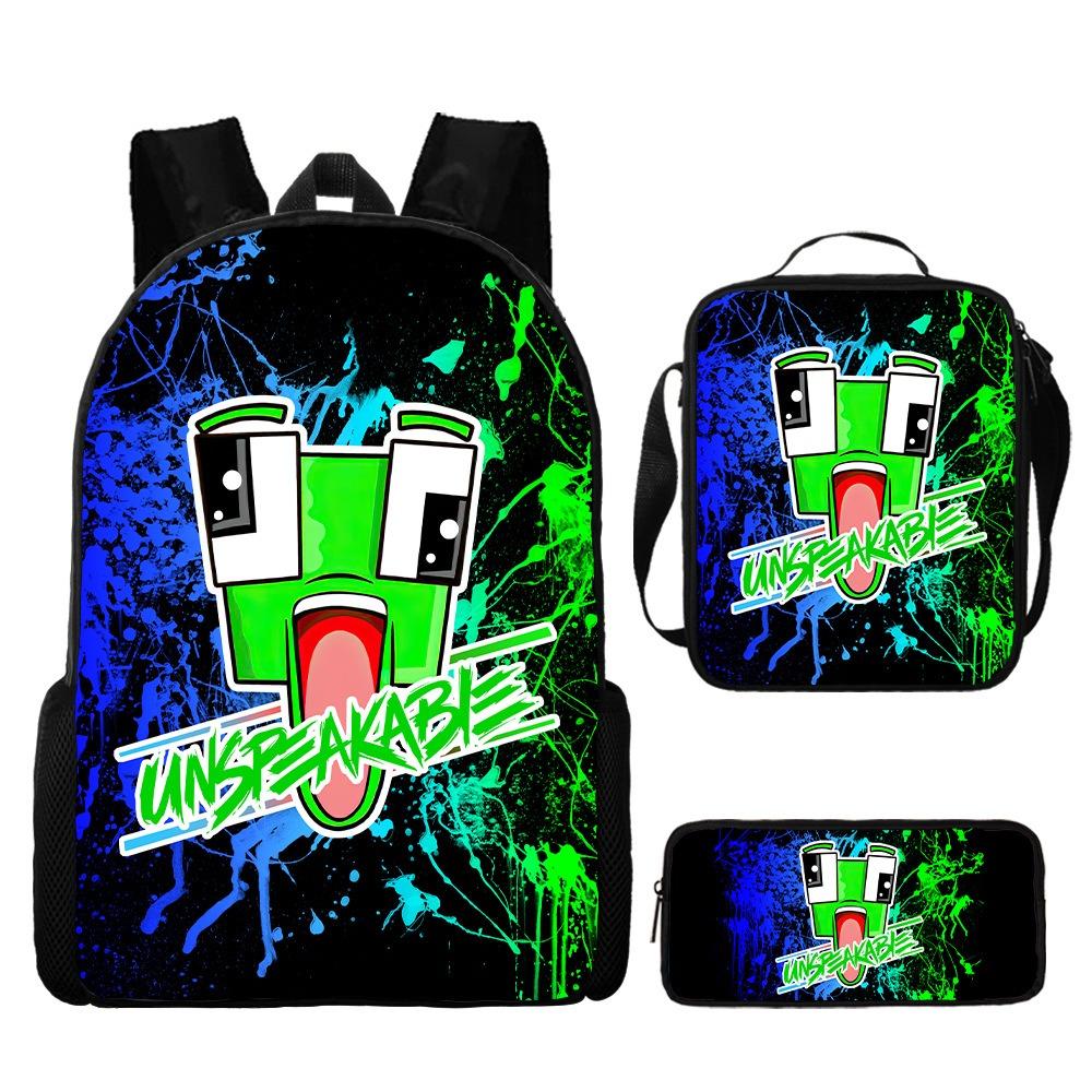 Froschkopf-Schultasche, Grundschulkinder, große Kapazität für Klassenstufenschüler, Grund- und Sekundarschüler, Rucksack dreiteiliges Set