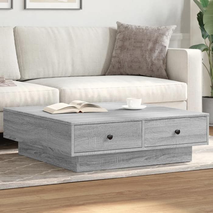 VidaXL Coffee Table Sonoma Grey 90x90x28 Cm Engineered Wood 848092