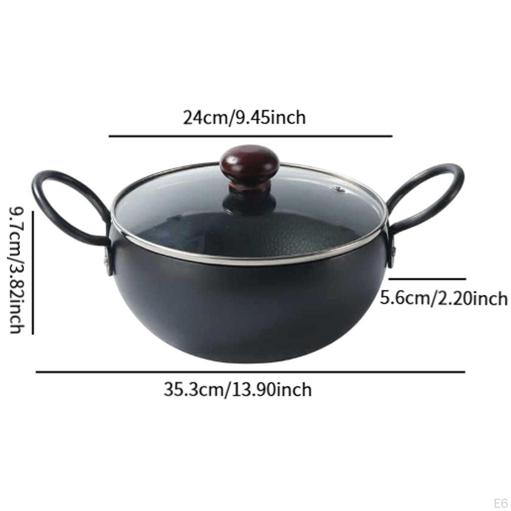 Iron Cooking Pot with Glass Lid for Soup And Noodles In Kitchen