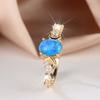 Fashion Commuter Champagne Gold Four Claw Oval White Edge Moon Ring