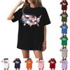 Damen Rundhals Bedrucktes Kurzarm T-Shirt Top