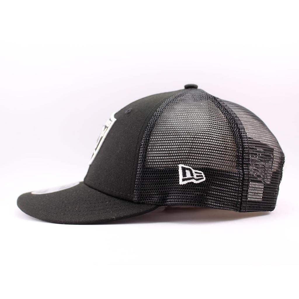 New Era LP9FIFTY Las Vegas Raiders Trucker Mesh Cap in Low Profile Black, Snapback. [Used]