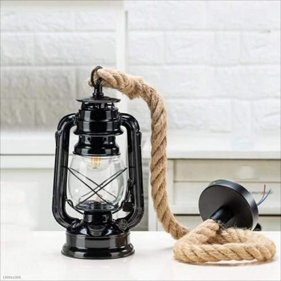 Люстра Индустриальная Ретро Пеньковая Веревка Люстра Старомодный Фонарь Пеньковая Веревка Керосиновые Подвесные Светильники Кафе Бар Люстра Маслотертая Бронза Кухня B