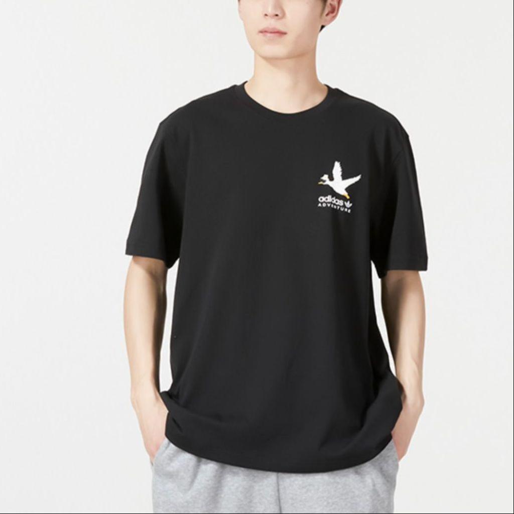 Adidas Originals Peace Dove Print Casual Sports Crew Neck T-Shirt Men Tops Black HZ1148