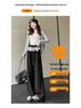 Spring 2025 Women's High-Waist Polka Dot Wide-Leg Sweatpants with Lace Trim