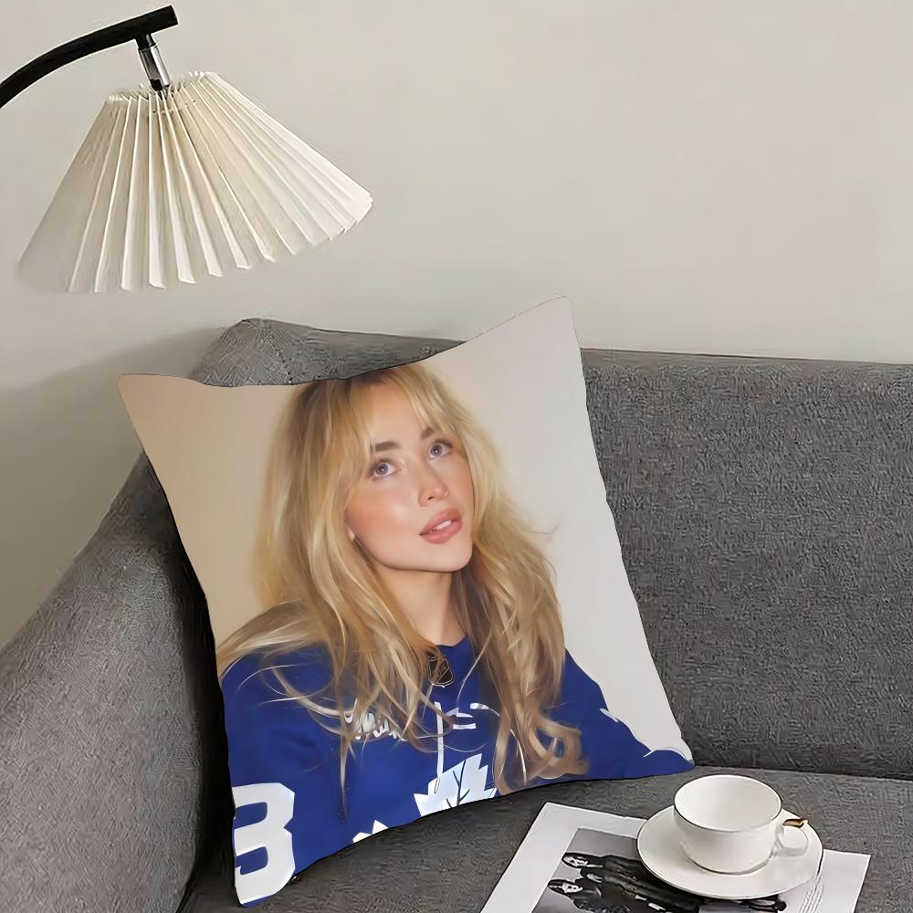 Singer Sabrina Carpenters Cushion Cover Reversible Plush Pillow Cover – For Car, Sofa, Bedroom, Perfect As A Gift.