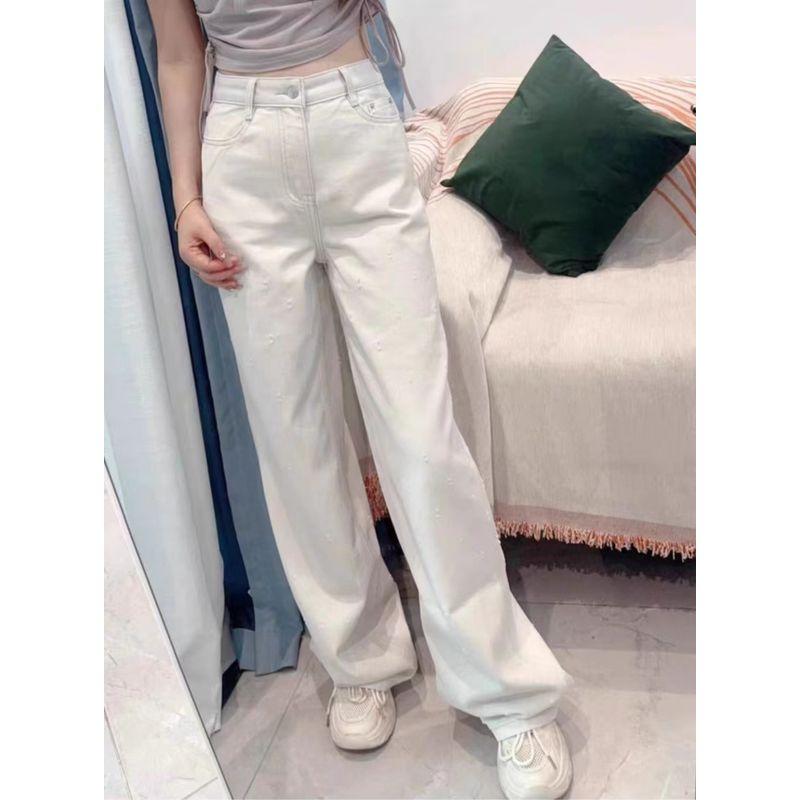 

Fashion New Arrival MC High Waist Slimming and Straight Denim Women s Ripped Washed Elegant Fashion Loose-Fitting Wide-Leg Trousers