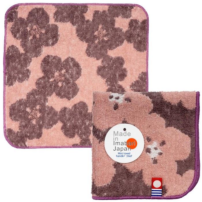 Nishio Imabari Towel Certified Hand Towel 3-Pack Made in Japan 100% Cotton 20cm Double Pile Floral Pattern Imabari Mini Towel Mint Pink