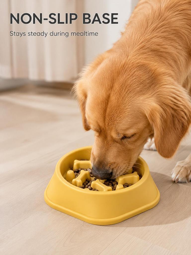 Slow Feeder Dog Bowl Anti‑Choking Pet Feeding Bowl Bone Shape Non‑Slip Food Bowl for Small Medium Dogs Cats