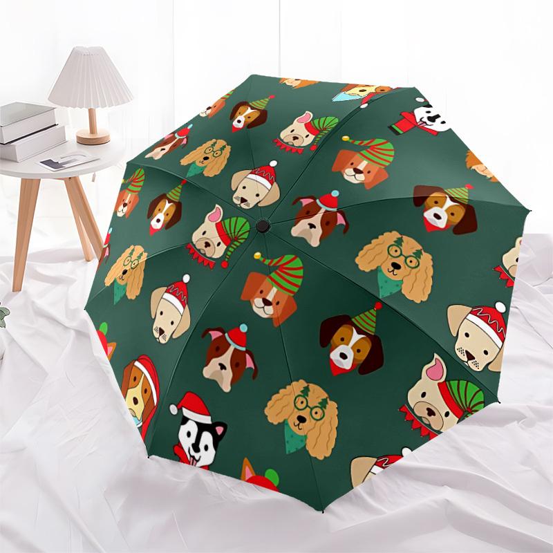 1pc Christmas Dogs Umbrella - 8-Rib Automatic Open/Close, Fashionable Compact Umbrella for Outdoor Adventures yy250813205