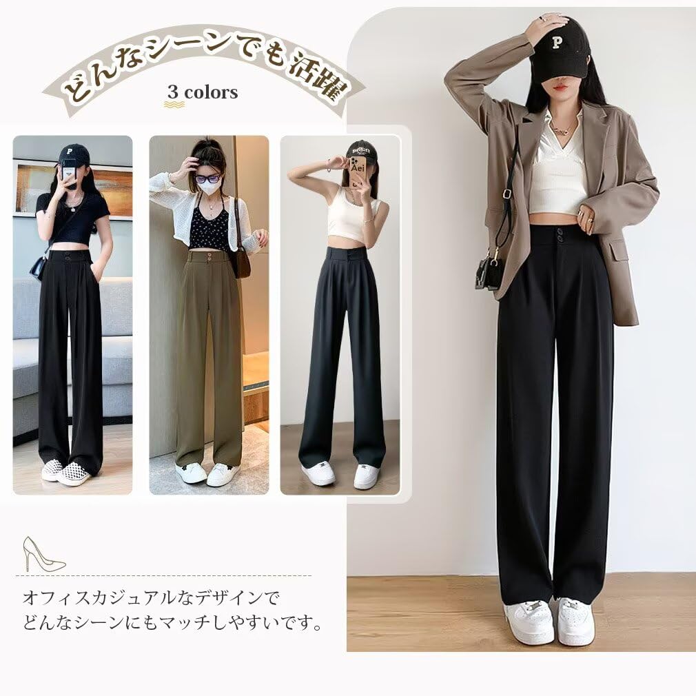 Guooolex Wide Leg Loose Long Suit Straight Leg Solid Women's Slacks, Fit, Flattering, Pants, Pants, Trousers, Color, Casual, Work, Spring, Summer,