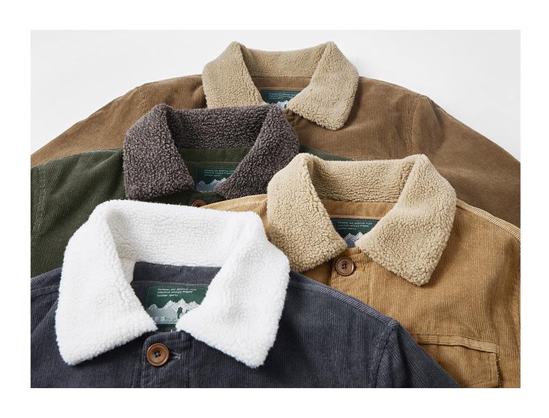 Men's Plus Size Fleece-Lined Corduroy Cotton Jacket - Casual and Loose Fit