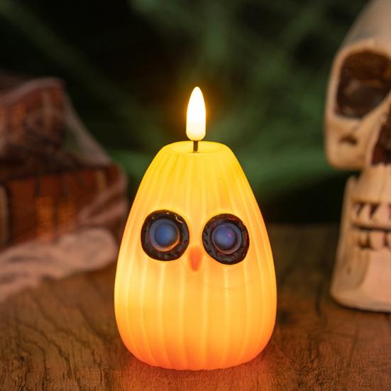 Autumn Owl Flameless Candle LED Night Light Battery Operated Flickering Candle Light Halloween Christmas Home Decor
