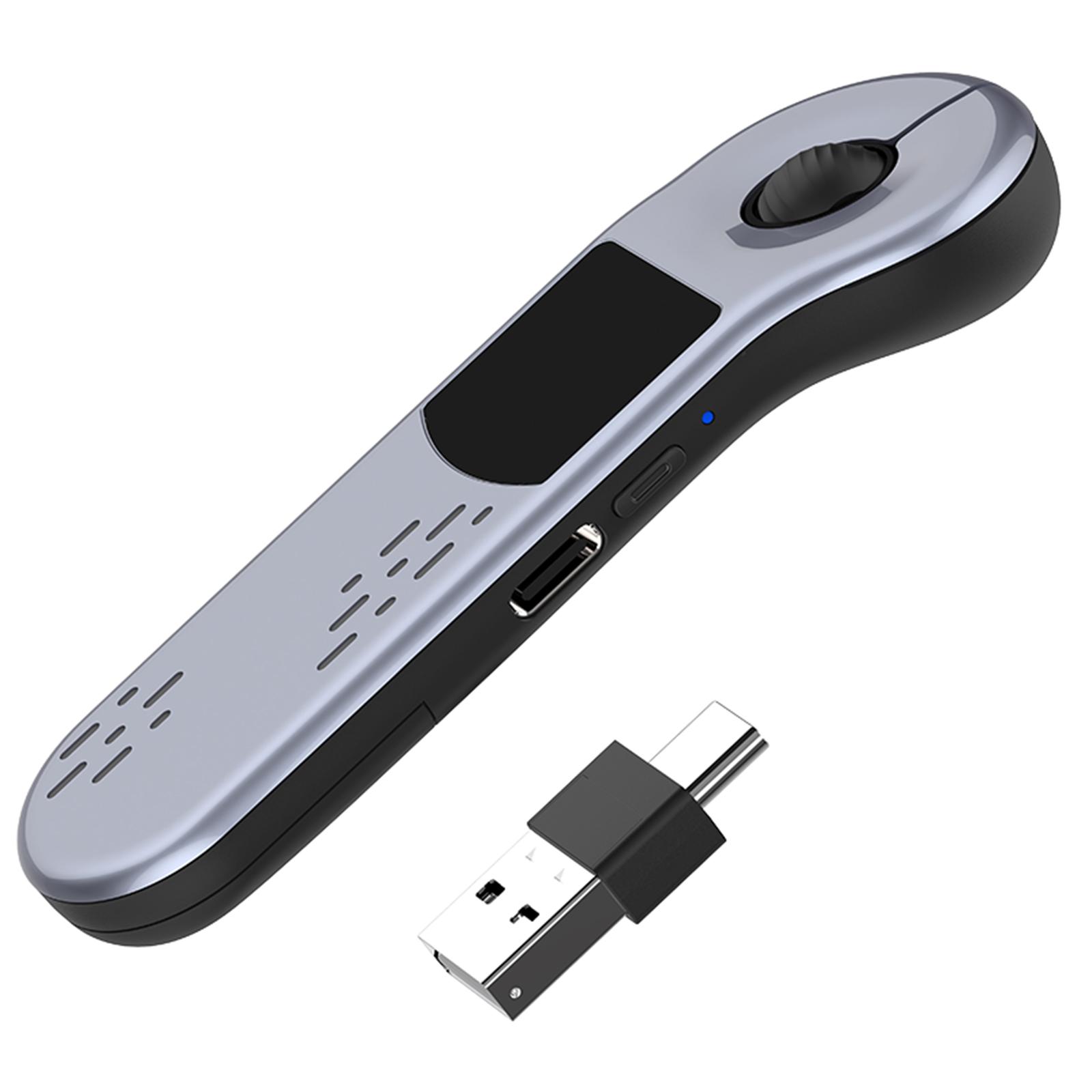 BT5.3 2.4G Wireless Remote Control Type-C Charging Page Turning Controller Remote Control Presenter for PowerPoint/Tablet/Camera серебряный серый