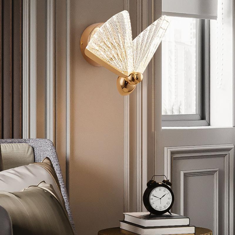 LED Butterfly Wall Lamp Nordic Indoor Lighting Modern Light Bedside Bedroom Christmas Home Decoration Wall Lamps