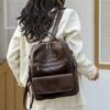 Commuter Backpack Large Capacity Women's Soft Leather Backpack