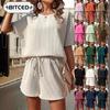 Women's Fashion Casual Short Sleeve O-Neck Pants Suits