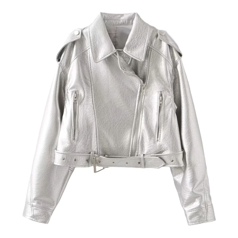 Fall New Women's Clothing Fashion Wind Lapel Long Sleeves Pu Anti-Leather Pilot Jacket Outwear 4341826