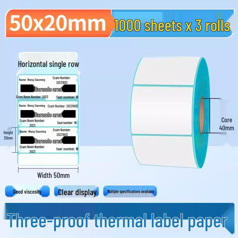 Waterproof Thermal Label Paper Roll 5030 - Color, Small, High-Definition Printing