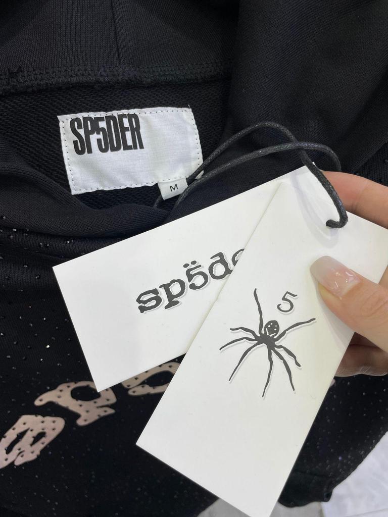Hanorac Streetwear Greu de Calitate Superioară Sp5der cu Strass-uri pentru Cuplu