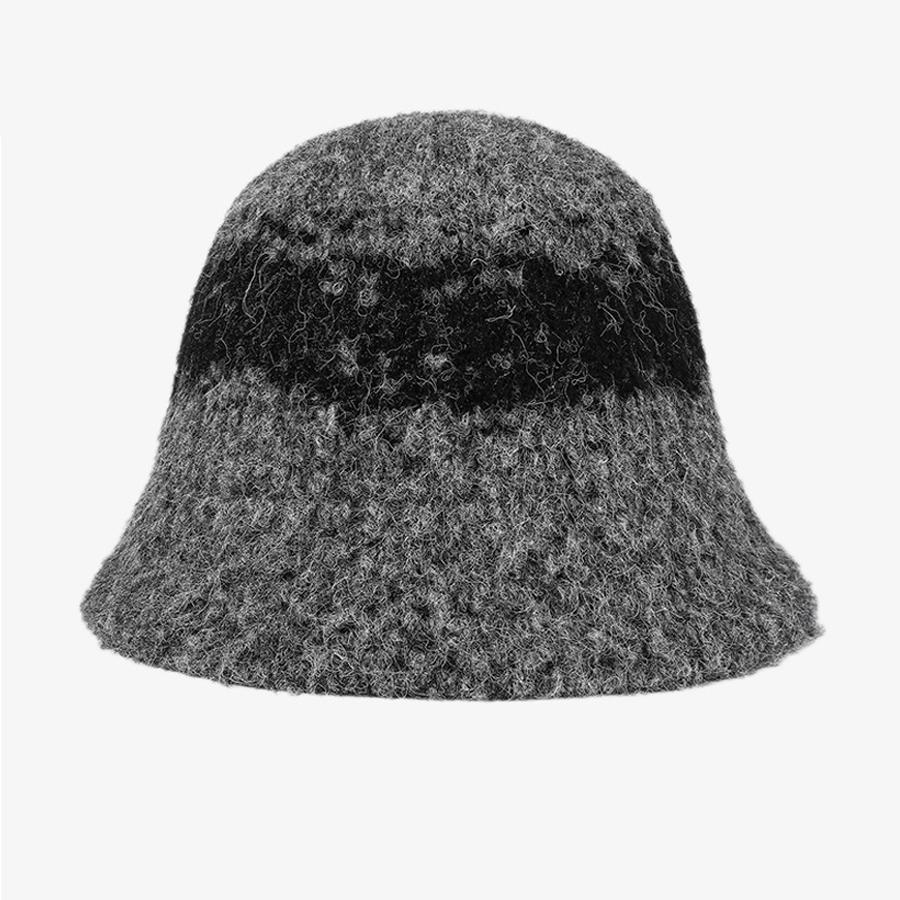 

Женская осенне-зимняя теплая шапка-панама жаккардовой вязки для защиты ушей серый