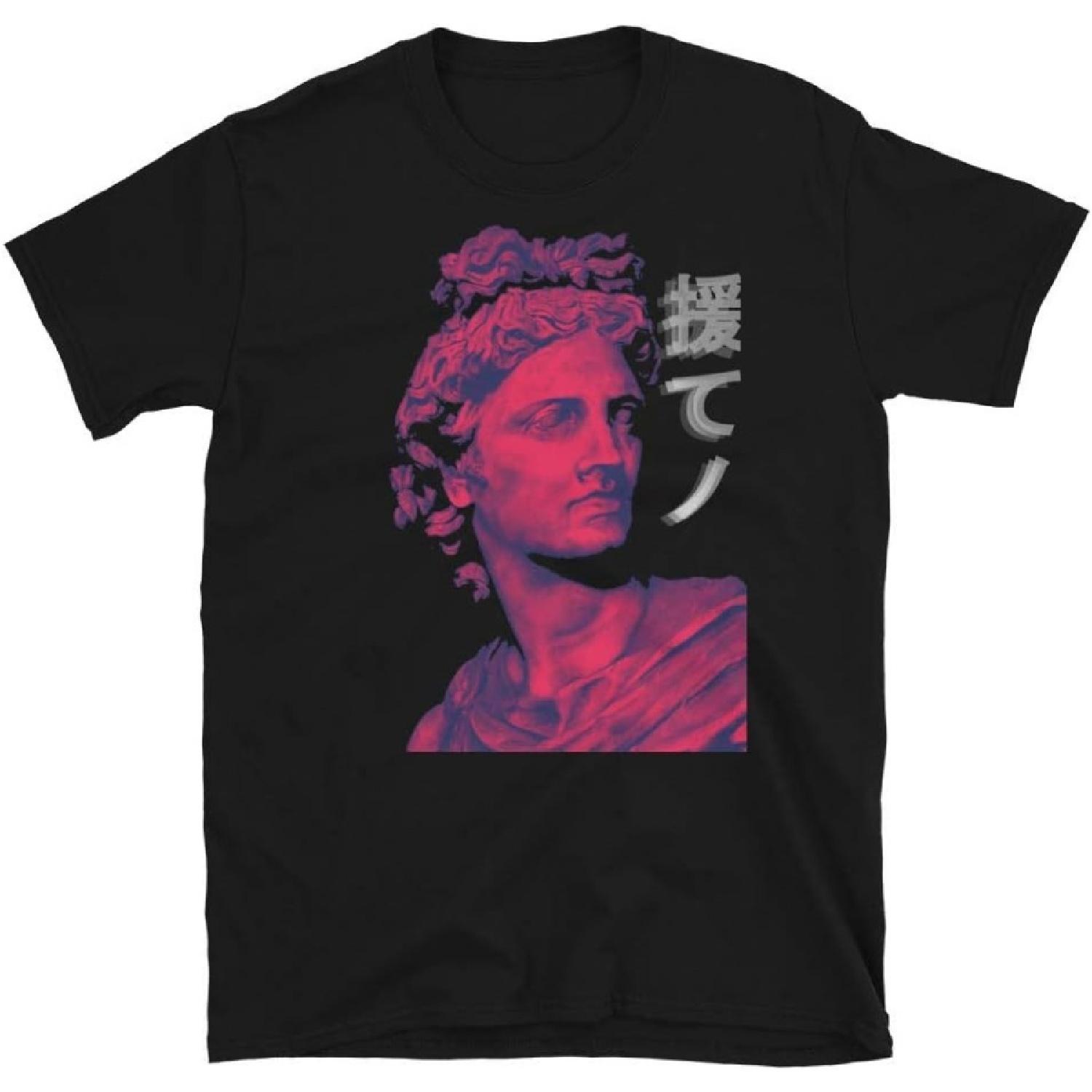 Vaporwave Эстетика Греческая Статуя Голова Футболка с коротким рукавом Унисекс Черная S