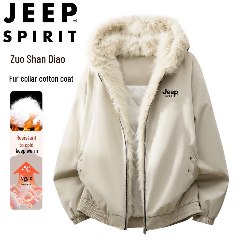 

JEEP SPIRIT Men s Winter Hooded Padded Faux Fur Collar Jacket XL