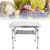 Folding Camping Table Height Adjustment Portable Pinic Table Aluminum Alloy with S Hooks for Outdoor