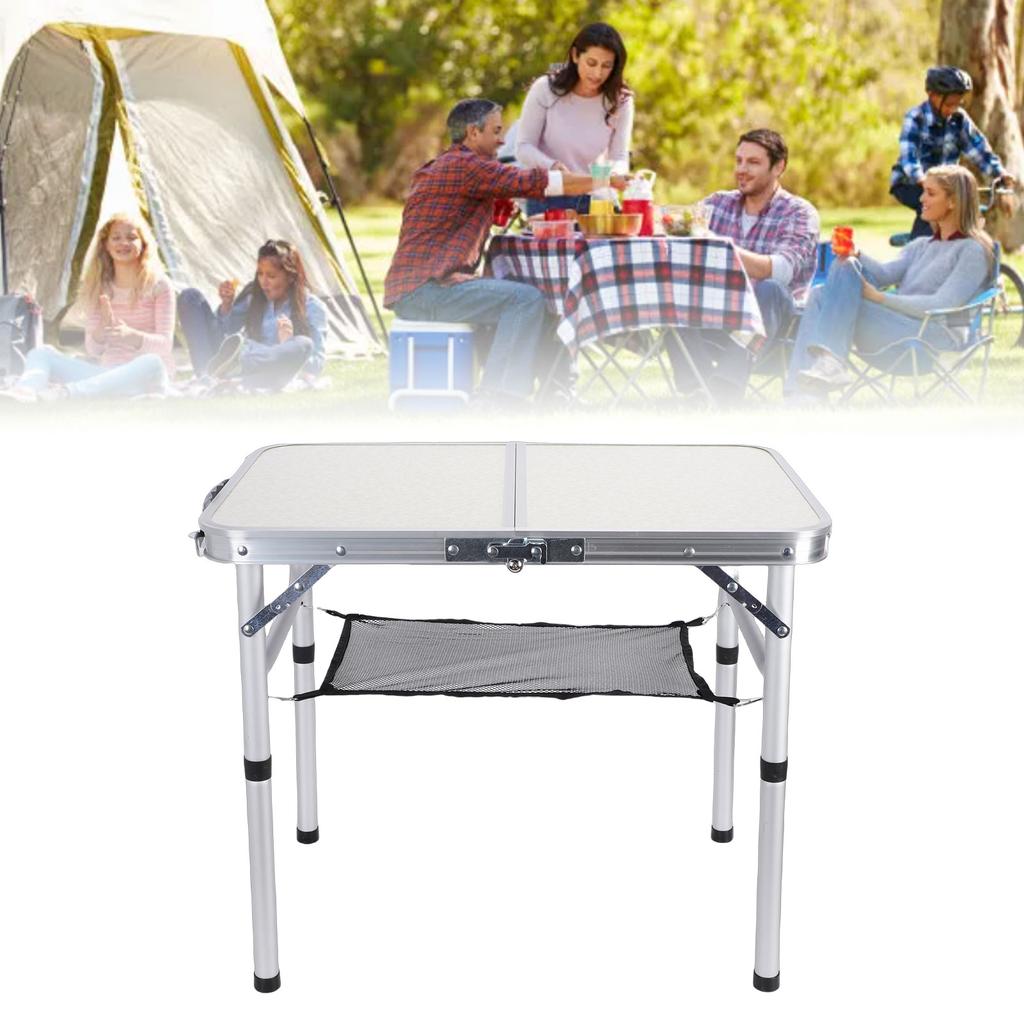 Folding Camping Table Height Adjustment Portable Pinic Table Aluminum Alloy with S Hooks for Outdoor