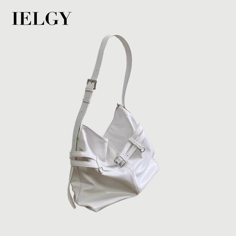 IELGY Korean Version Oil Leather Large-Capacity Tote Bag All-Match One-Shoulder Mess