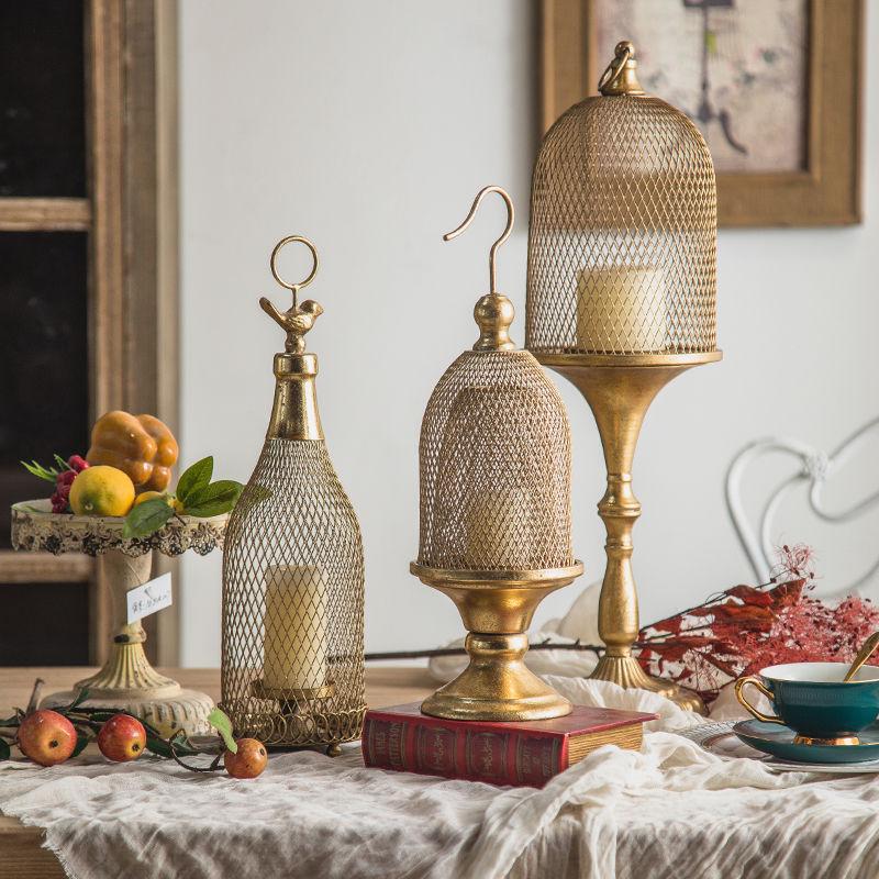 BEPAN Retro European Candlestick Iron Art Golden Homestay Light Luxury Candlestick Terrace Restaurant Romantic Decoration Ornament