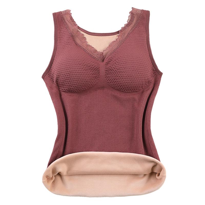 Women's Warm Autumn/Winter Fleece-Lined Elastic Vest with Chest Pads