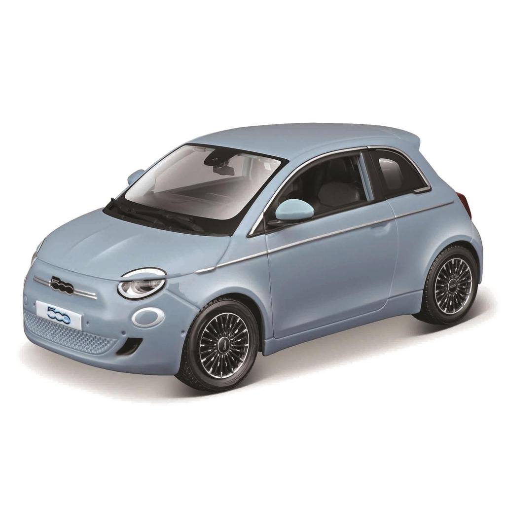Bburago Fiat 500e 2023 modré mini auto, kompletní produkt, litý model BU 1/24, 18-21110