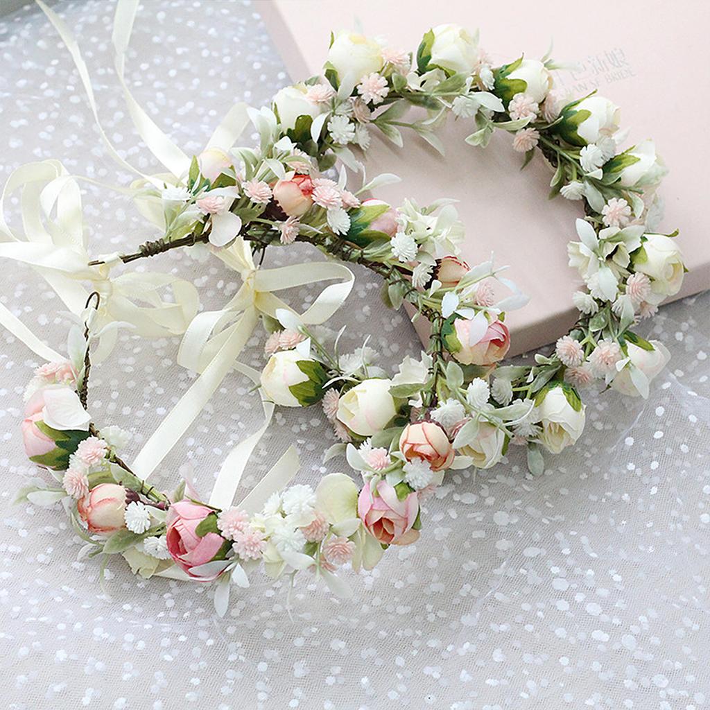 Bride Travel Flower Bridesmaid Sweet Simulation Rose Headband Flower Child Flower Crown Wedding Wreath