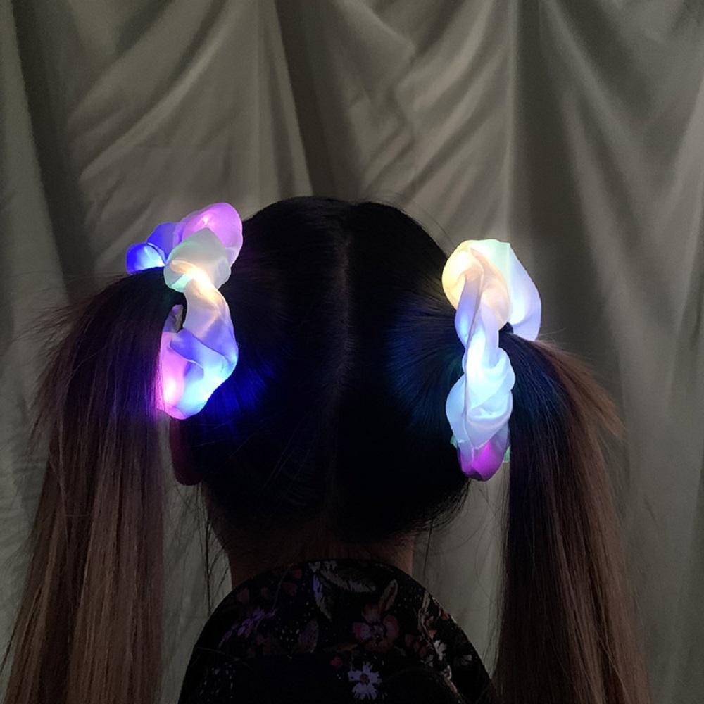 

Christmas Light Rubber Bands Bar Ponytail Holder Hair Ropes Hair Bands LED Luminous Scrunchies