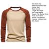 Autumn Winter Men Bottoming Top Slim Fit Patchwork O Neck Pullover Stretchy Long Sleeves Mid Length Fitness Exercise Daily Wear Shirt
